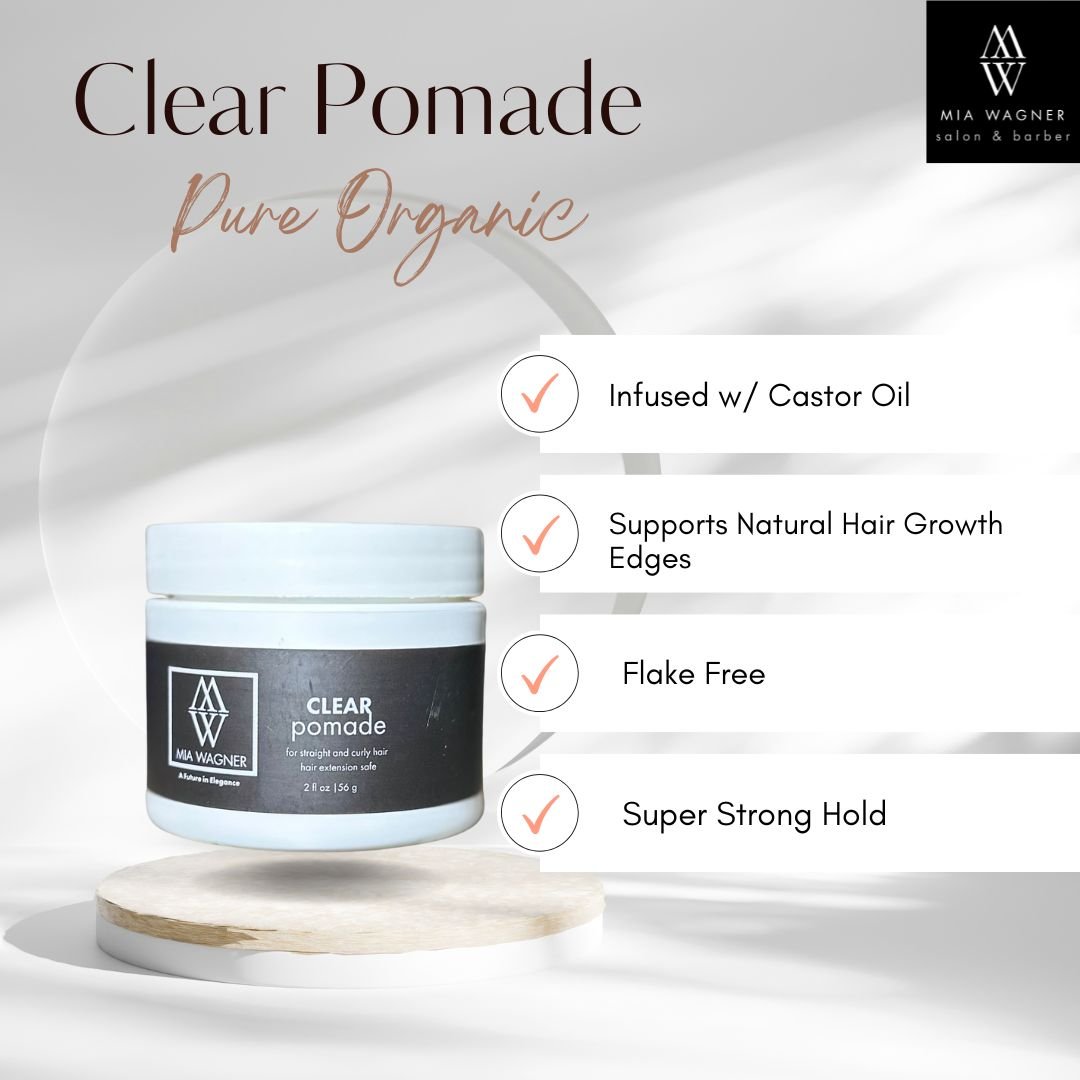 Clear Pomade with Castor Oil: Sleek & Long - Lasting Hold - Mia Wagner Salon